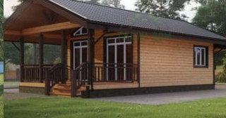 Проект одноэтажного дома из бруса с террасой - Строительство в Юрге от Строй-Юрг от 134615 руб.